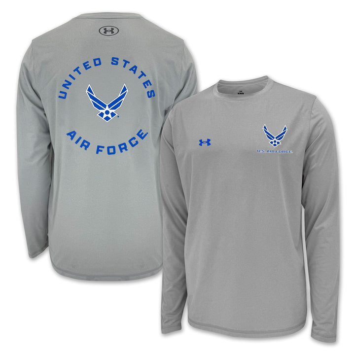 United States Air Force Wings Under Armour Tech Long Sleeve T-Shirt (Grey)