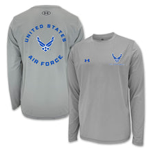 Load image into Gallery viewer, United States Air Force Wings Under Armour Tech Long Sleeve T-Shirt (Grey)