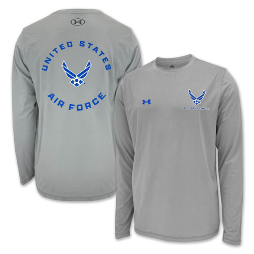 United States Air Force Wings Under Armour Tech Long Sleeve T-Shirt (Grey)