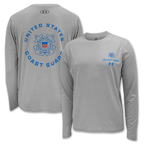 United States Coast Guard Seal Under Armour Tech Long Sleeve T-Shirt (Grey)