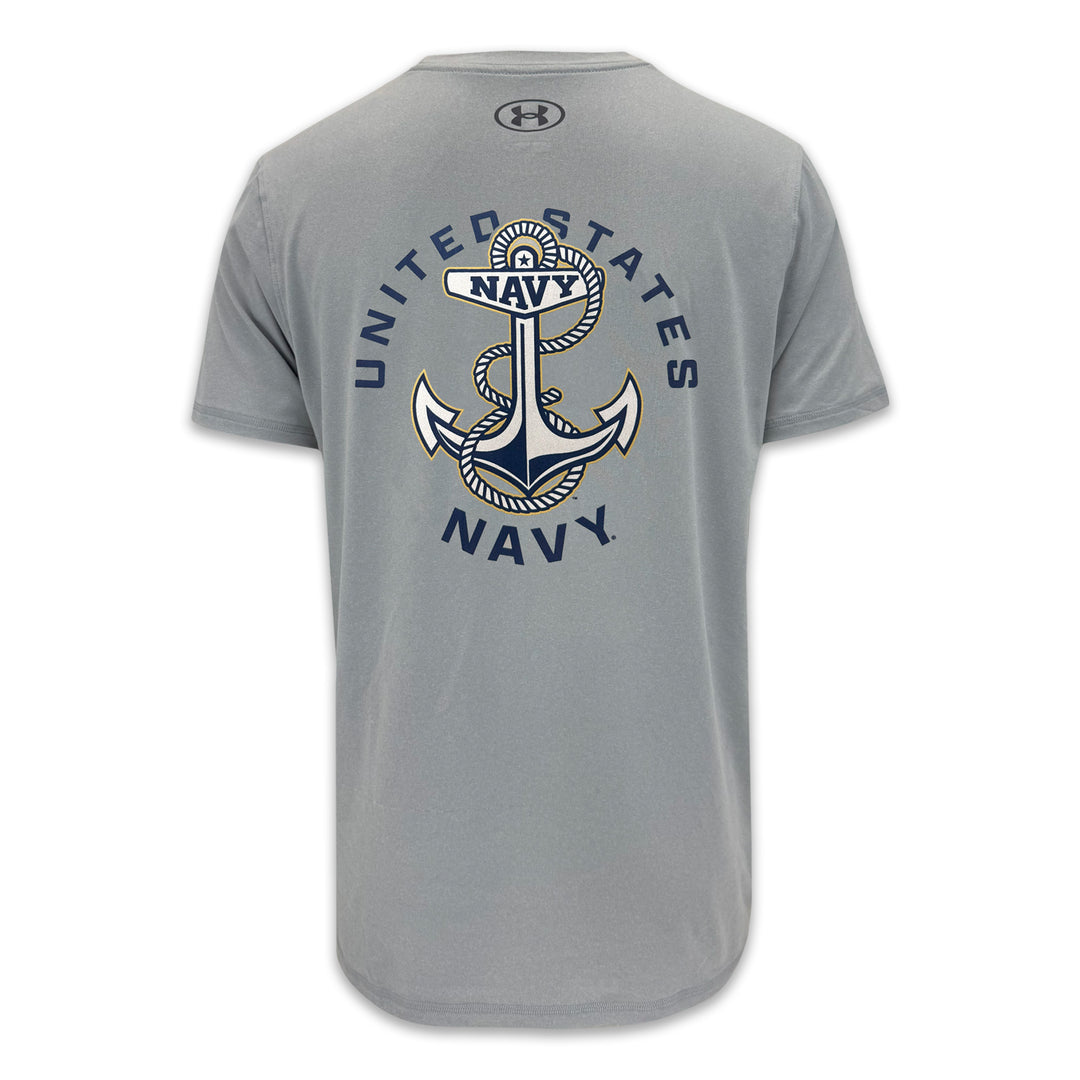 United States Navy Anchor Under Armour Tech T-Shirt (Grey)