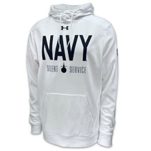 Load image into Gallery viewer, Navy Under Armour Silent Service Fleece Hood (White)