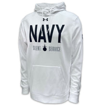 Load image into Gallery viewer, Navy Under Armour 2023 Rivalry Silent Service Fleece Hood (White)