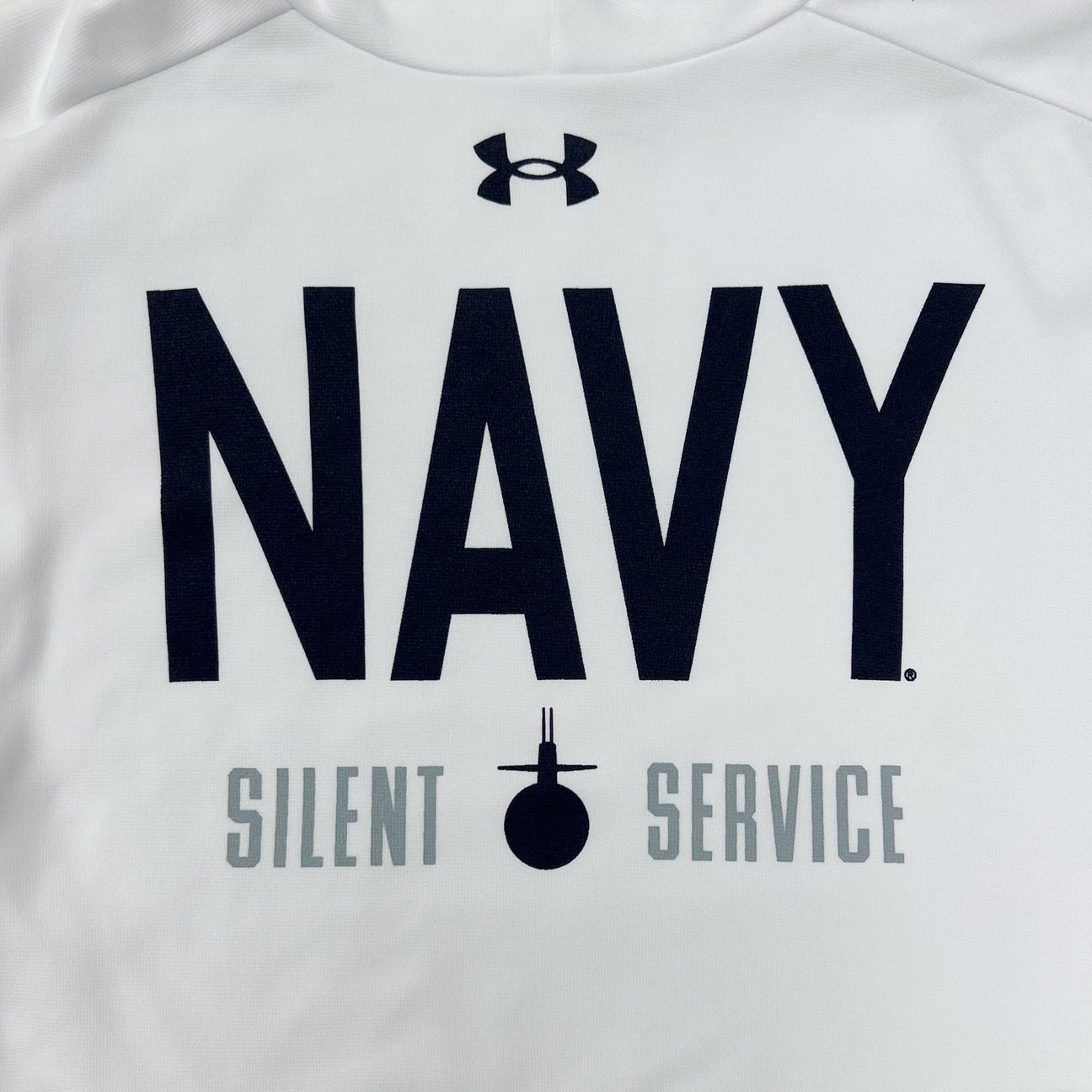 Navy Under Armour Silent Service Fleece Hood (White)