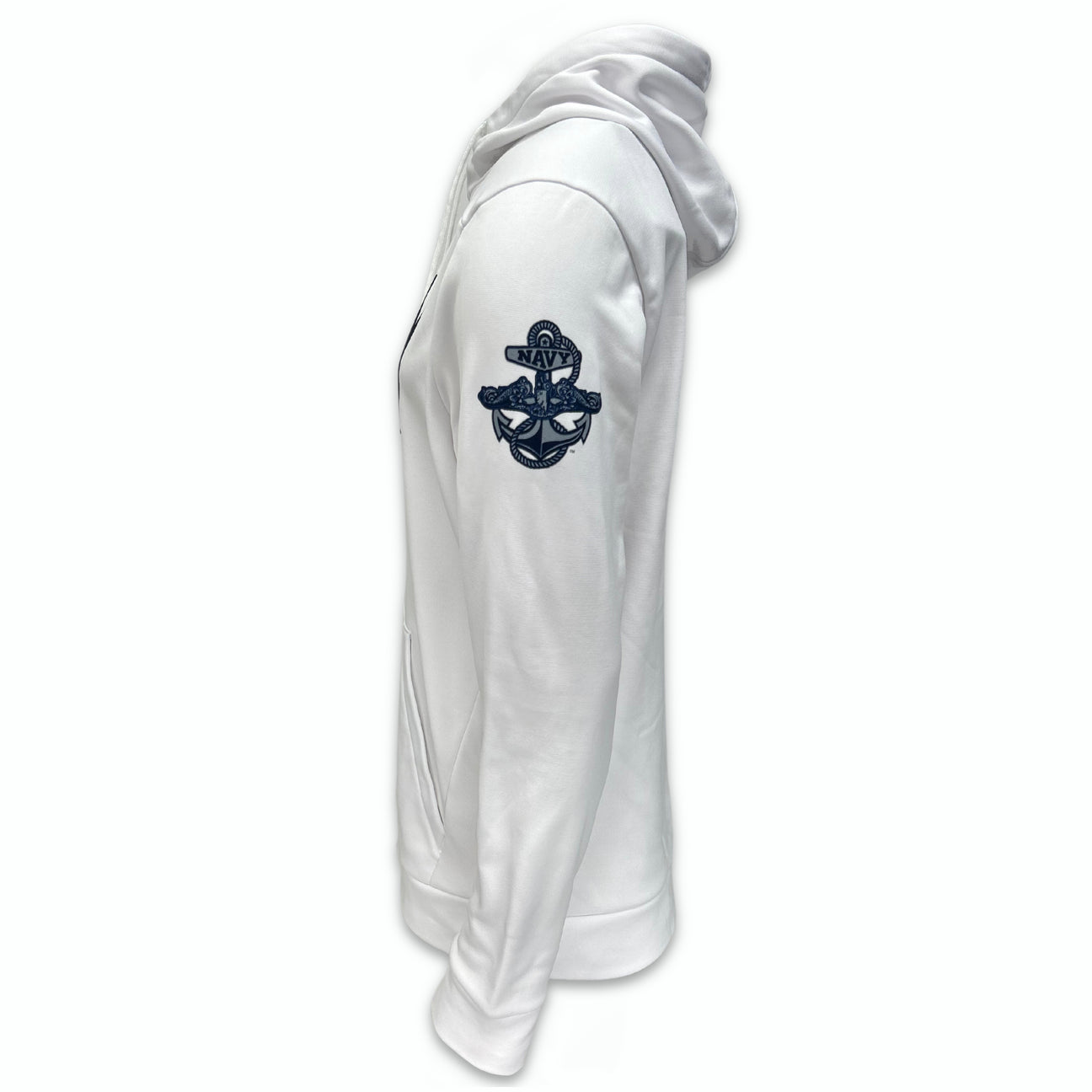 Navy Under Armour Silent Service Fleece Hood (White)