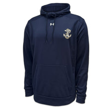 Load image into Gallery viewer, Navy Under Armour Left Chest Anchor Armour Fleece Hood (Navy)