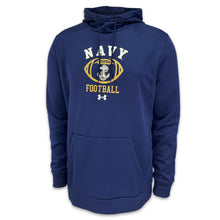 Load image into Gallery viewer, Navy Football Under Armour Sideline Anchor Armour Fleece Hood (Navy)