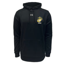 Load image into Gallery viewer, Marines Under Armour Left Chest EGA Armour Fleece Hood (Black)