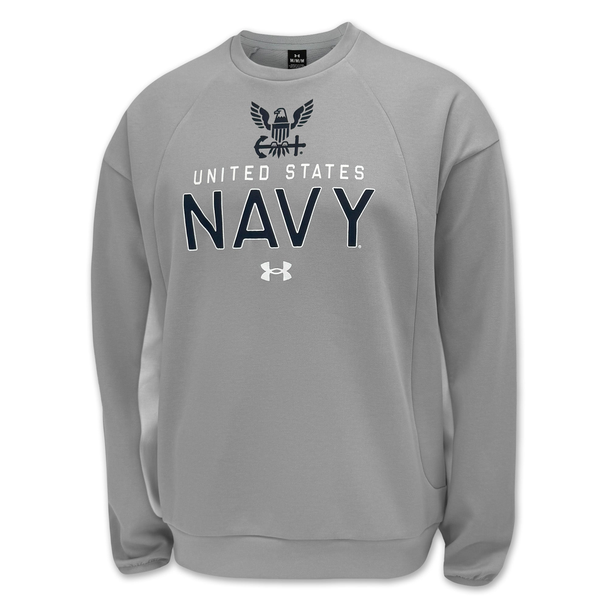 Navy Under Armour Gameday Icon Double Knit Fleece Crew (Grey)