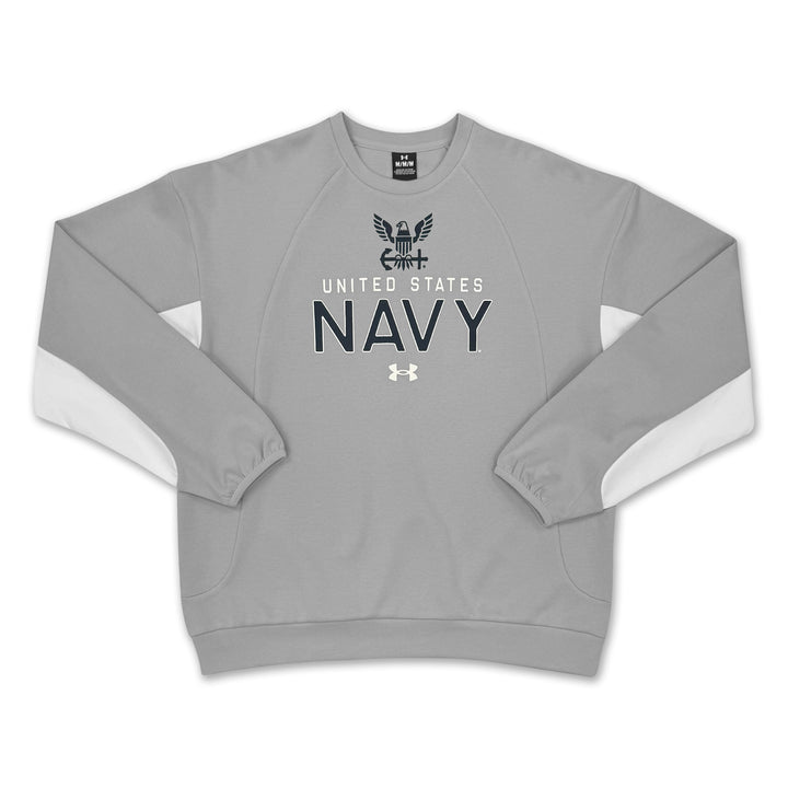 Navy Under Armour Gameday Icon Double Knit Fleece Crew (Grey)