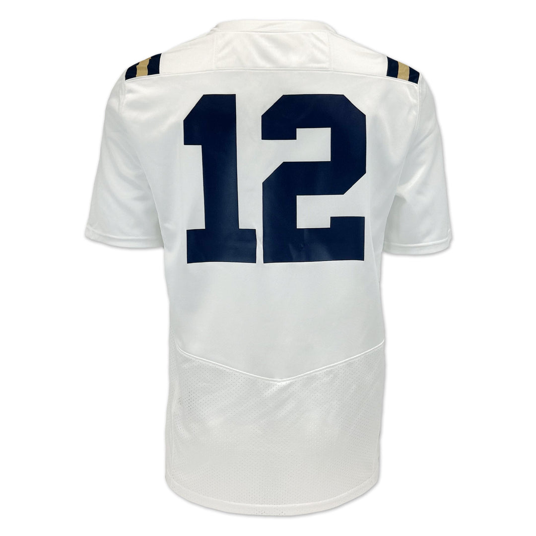 Navy Under Armour Sideline Replica #12 Football Jersey (White)