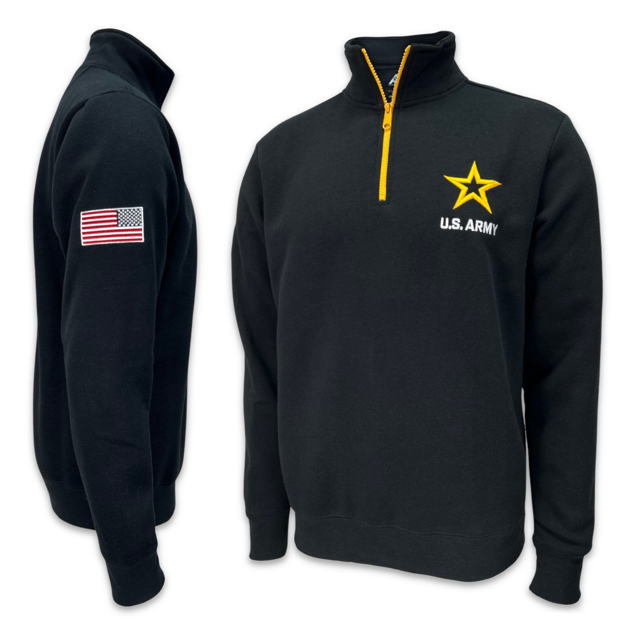 Army Star Fleece 1/4 Zip (Black)