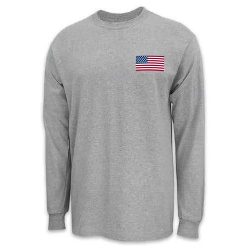 USA Flag Left Chest Long Sleeve T-Shirt