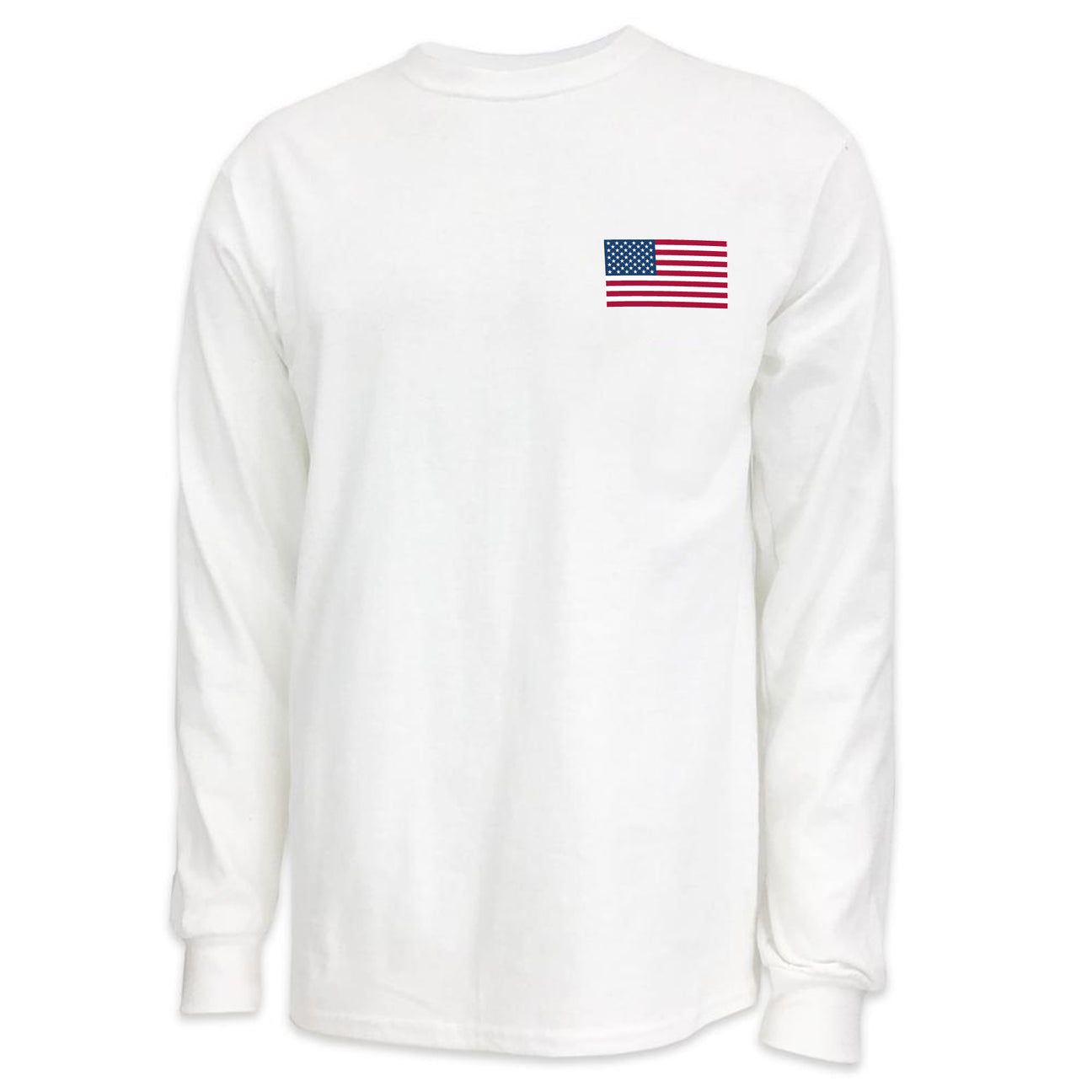 USA Flag Left Chest Long Sleeve T-Shirt