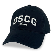Load image into Gallery viewer, USCG Mom Relaxed Twill Hat (Navy/White)