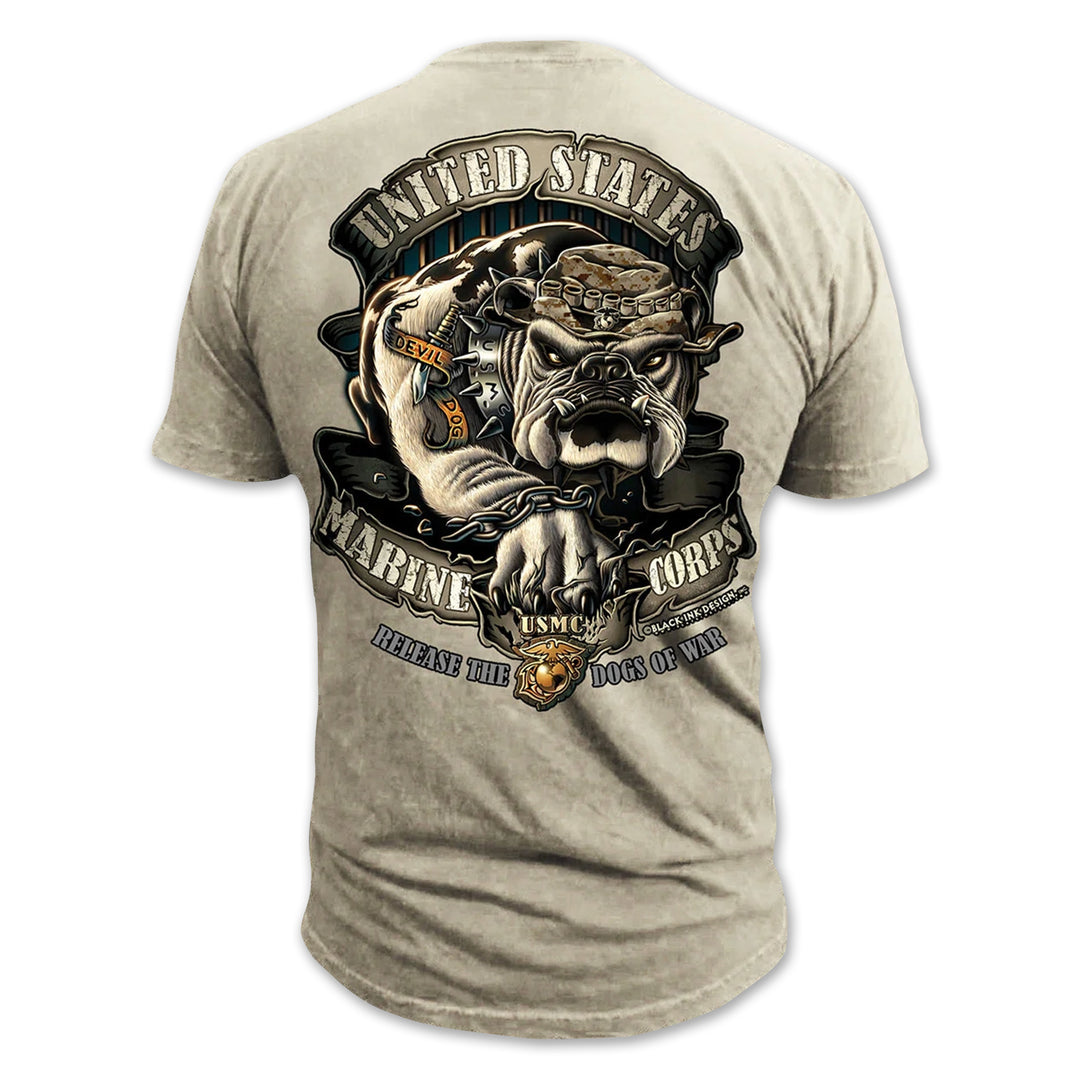 USMC Release The Dogs Of War T-Shirt (Tan)