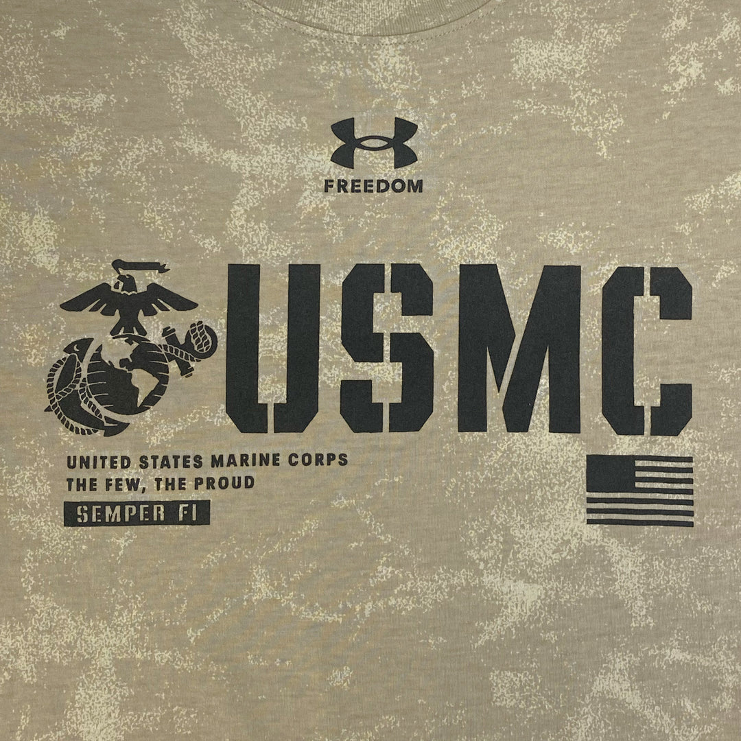 USMC Under Armour Freedom Performance Cotton Washed T-Shirt (Tan)