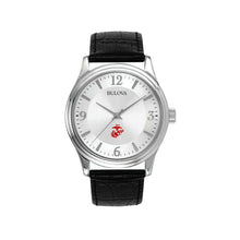 Load image into Gallery viewer, Marines EGA Men&#39;s Bulova Black Leather Strap Watch (Black)*