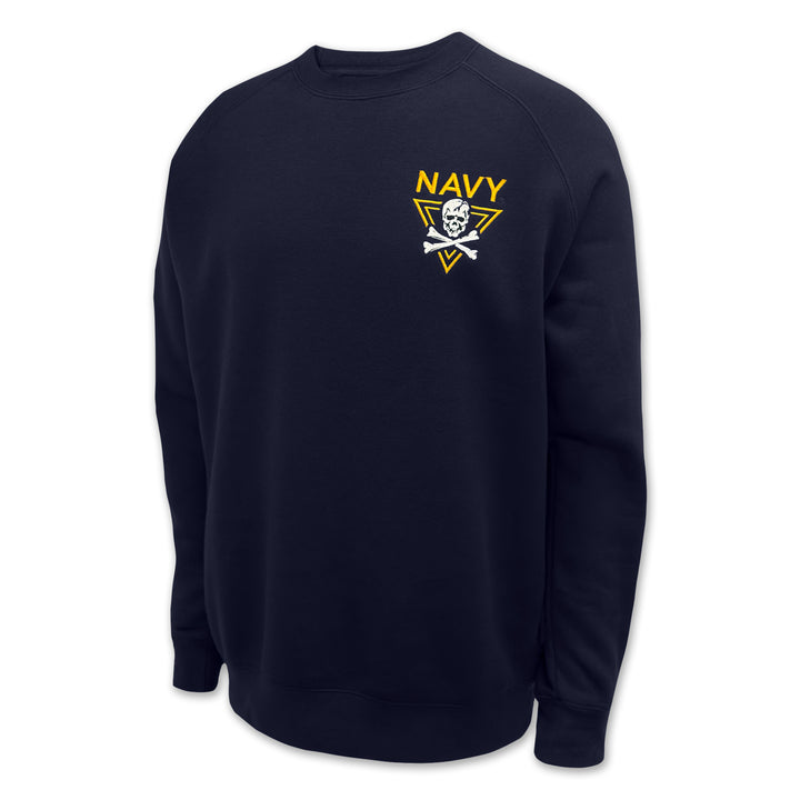 Navy Fear The Bones Tackle Twill Embroidered Fleece Crewneck (Navy)