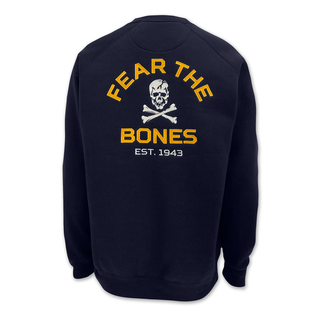 Navy Fear The Bones Tackle Twill Embroidered Fleece Crewneck (Navy)