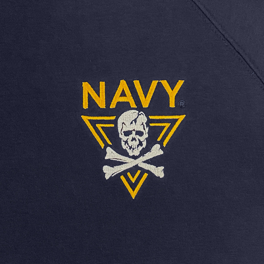 Navy Fear The Bones Tackle Twill Embroidered Fleece Crewneck (Navy)
