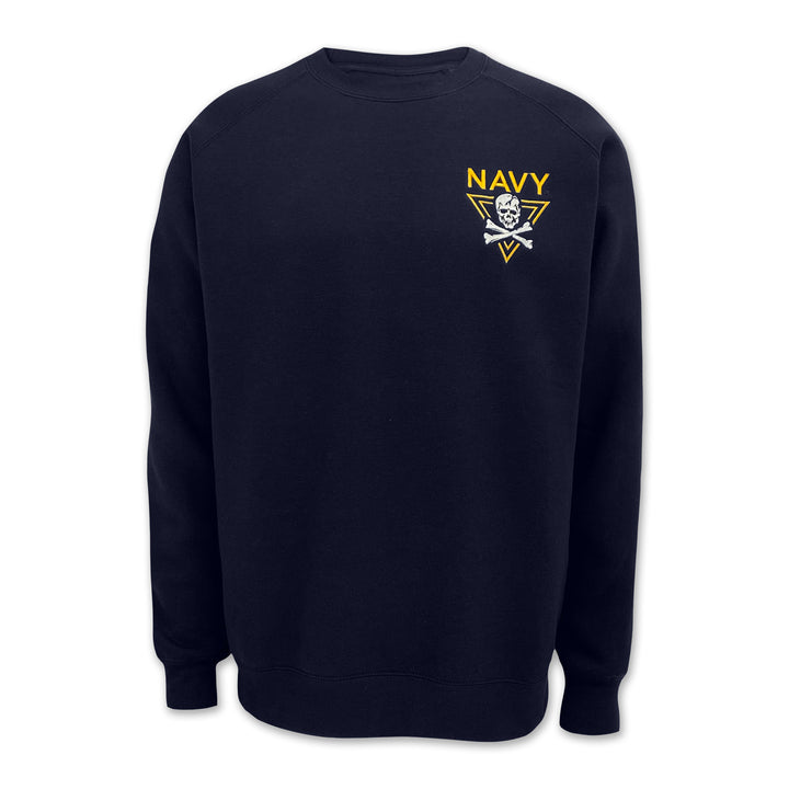 Navy Fear The Bones Tackle Twill Embroidered Fleece Crewneck (Navy)