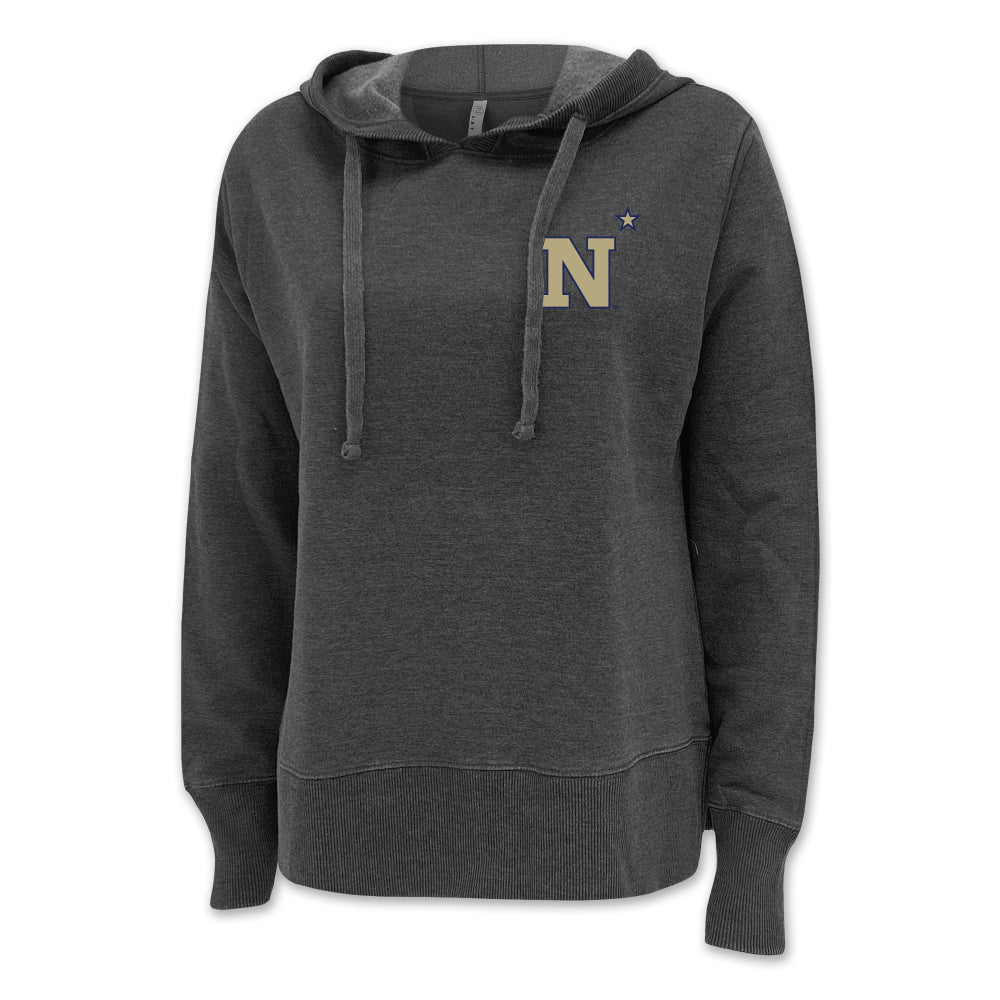 Pick Your Design Navy Ladies Hooded Sweatshirt (Washed Black)