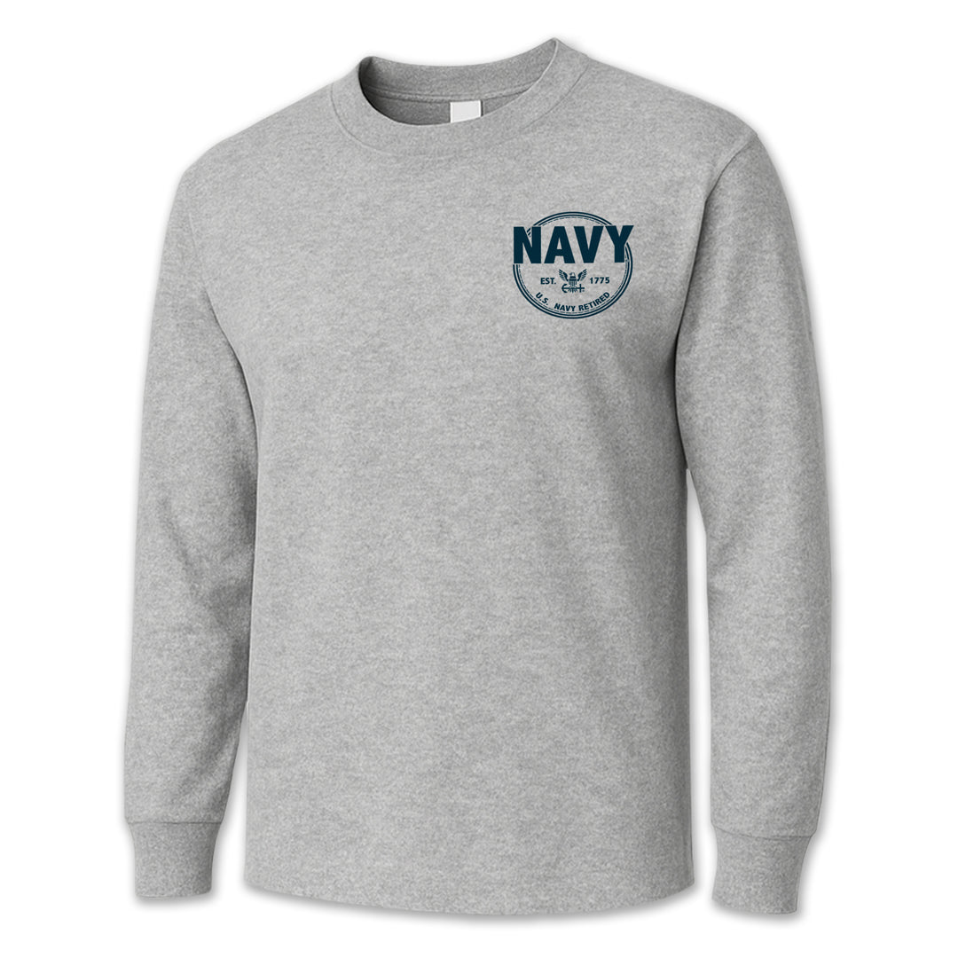 Navy Retired Left Chest Long Sleeve T-Shirt