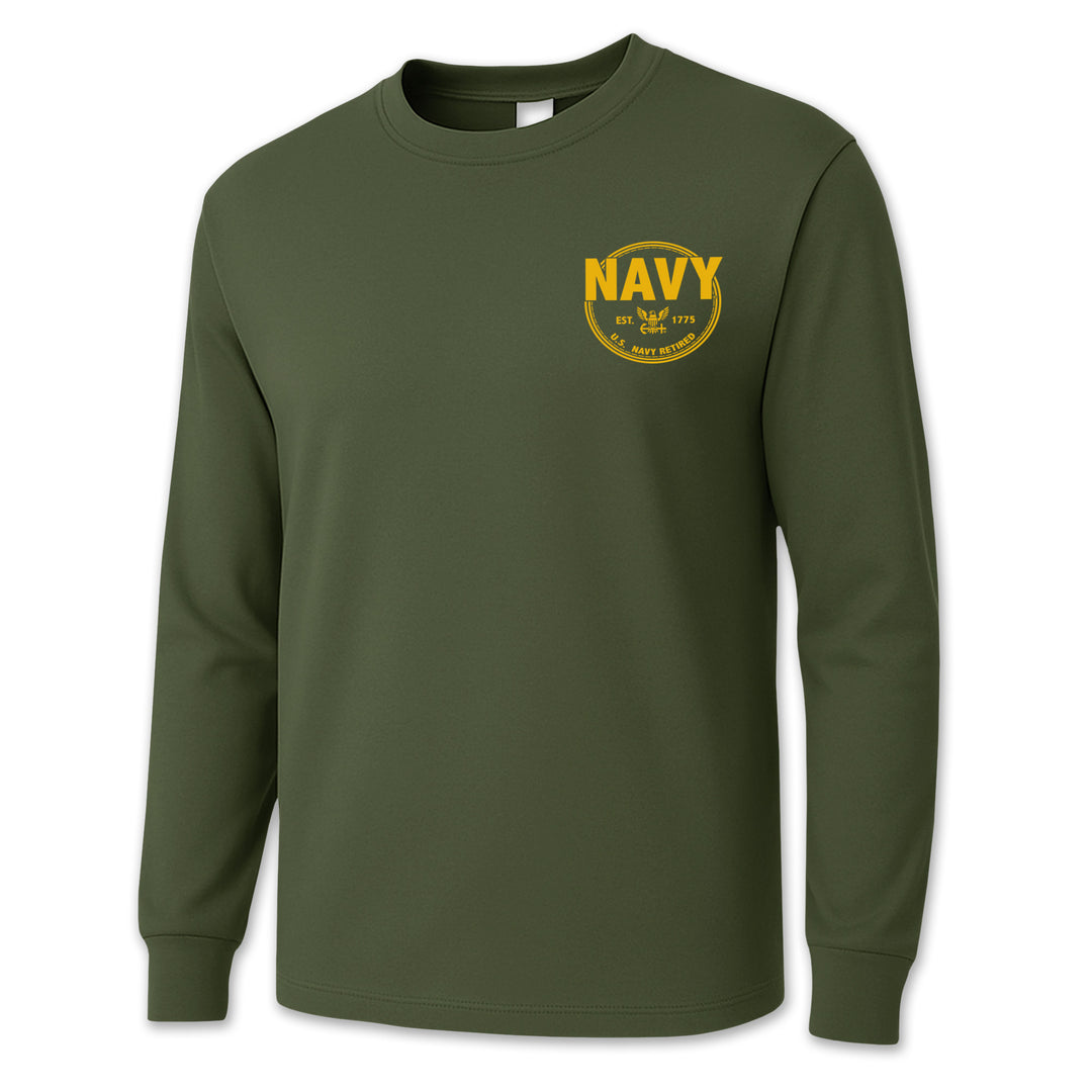 Navy Retired Left Chest Long Sleeve T-Shirt