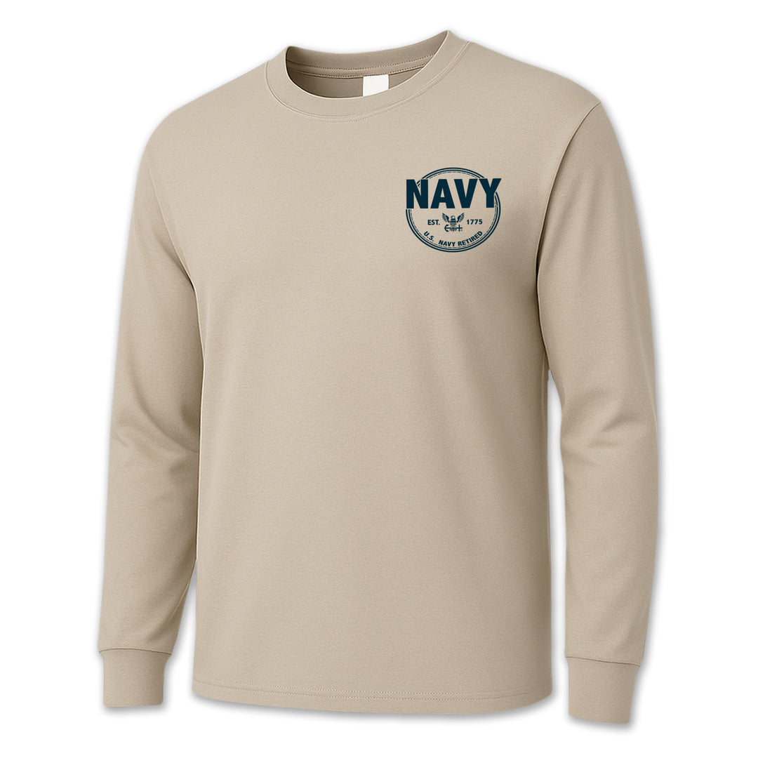 Navy Retired Left Chest Long Sleeve T-Shirt