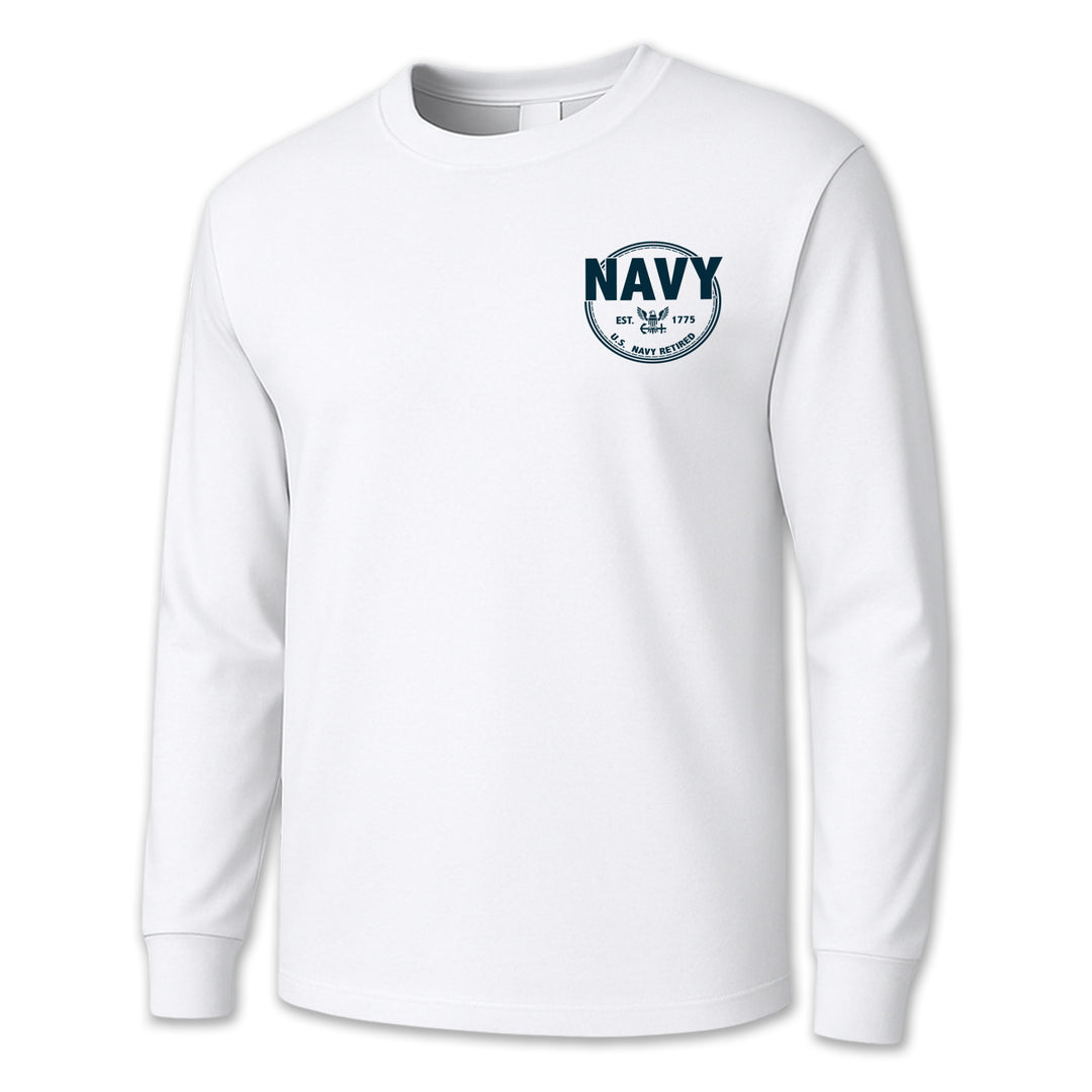 Navy Retired Left Chest Long Sleeve T-Shirt