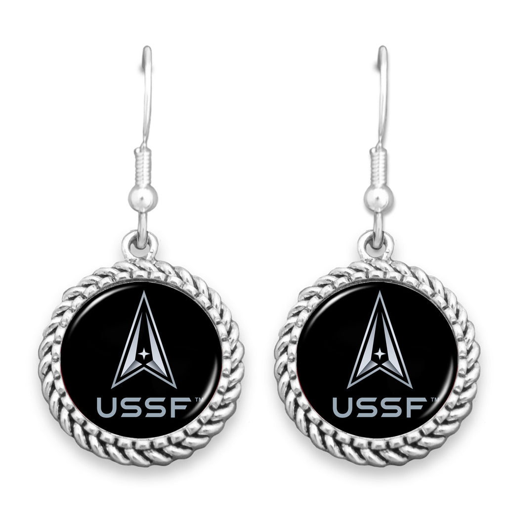 U.S. Space Force Logo Rope Edge Earrings