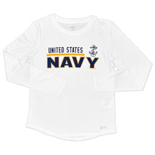 Load image into Gallery viewer, United States Navy Ladies Under Armour Long Sleeve T-Shirt (White)