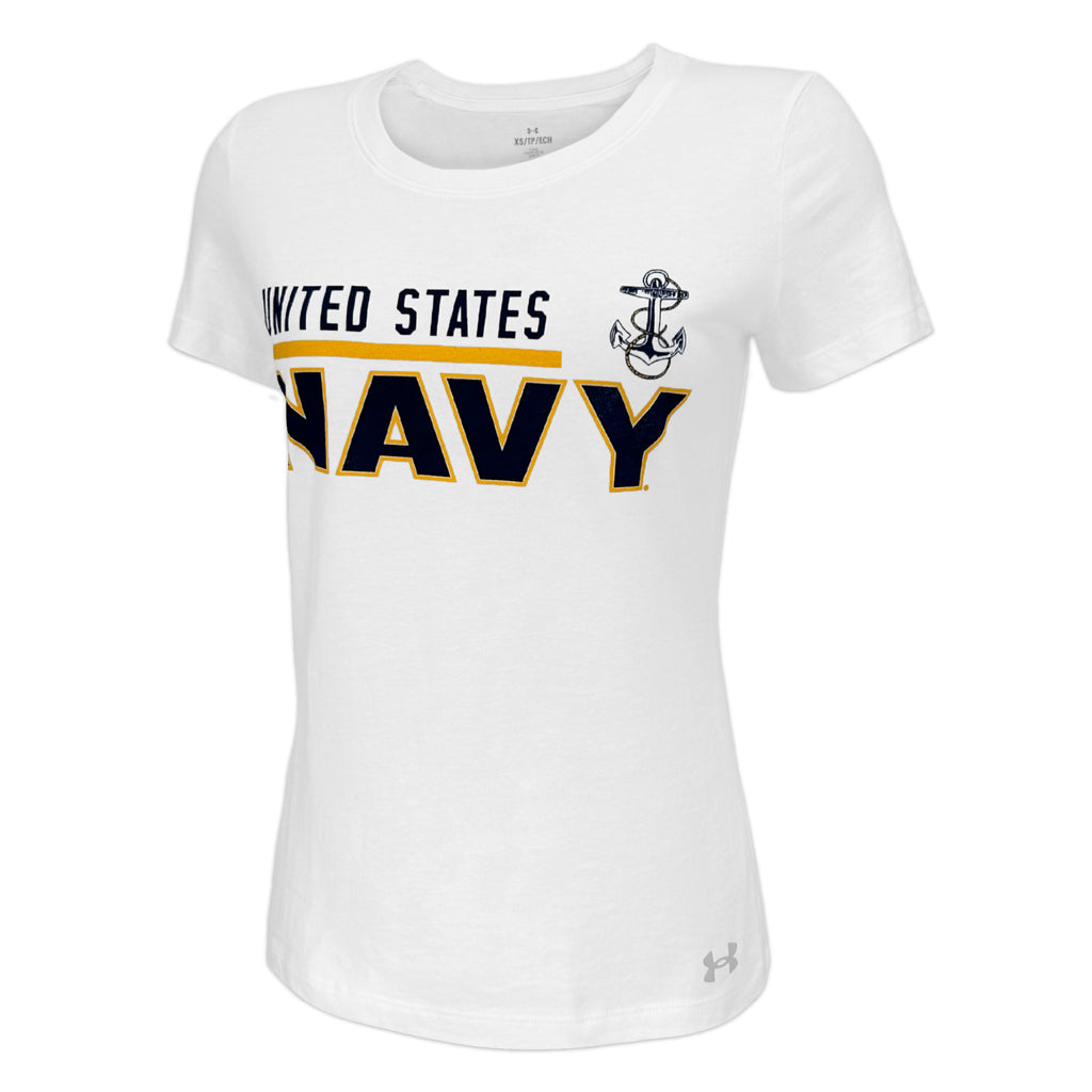 United States Navy Ladies Under Armour T-Shirt (White)