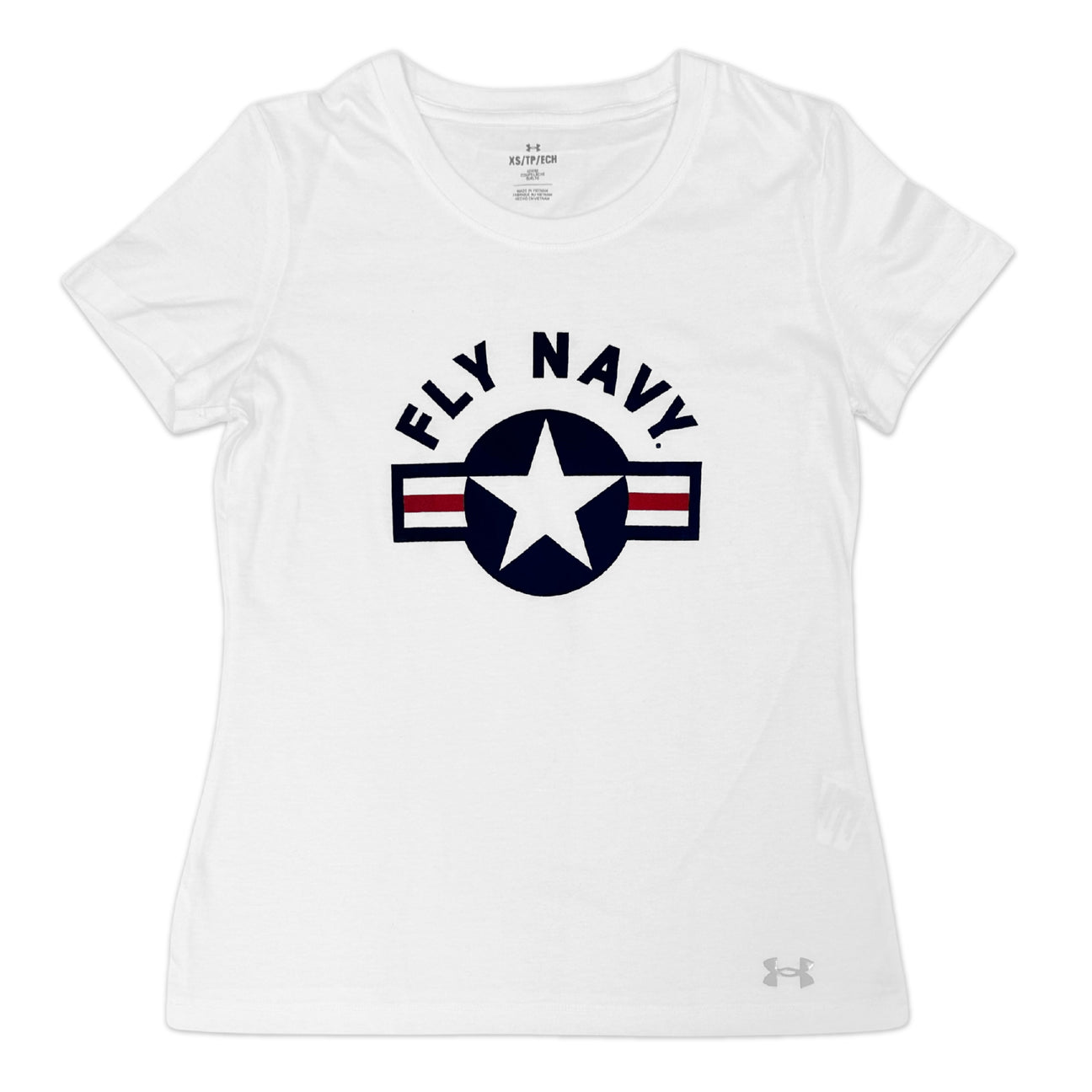 Navy Ladies Under Armour Fly Navy T-Shirt (White)
