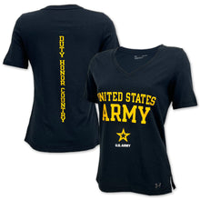 Load image into Gallery viewer, United States Army Ladies Under Armour Performance Cotton T-Shirt (Black)