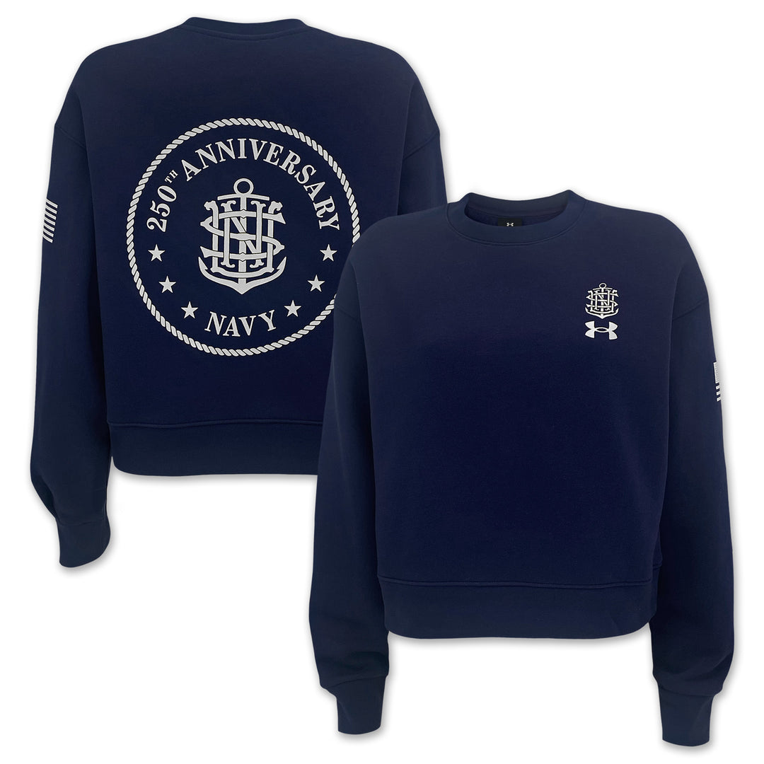 Navy Under Armour 2025 Rivalry Ladies Navy 250th Icon Fleece Crew (Navy)