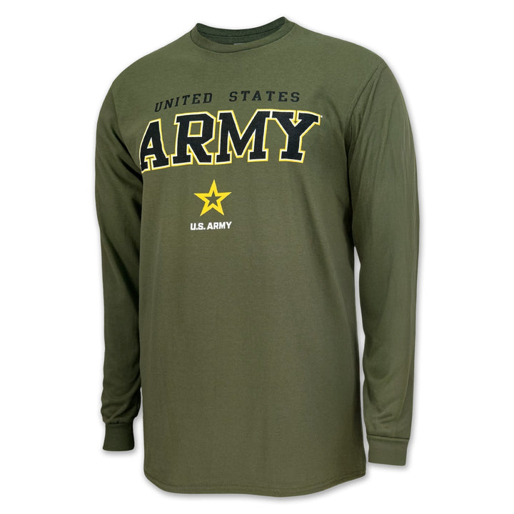 United States Army Block Star Long Sleeve T-Shirt (OD Green)