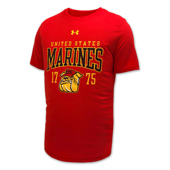 United States Marines Bulldog Under Armour Tech Stretch T-Shirt (Red)