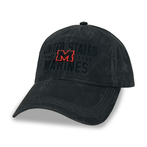 United States Marines Solid Waxed Cotton Hat (Washed Black)