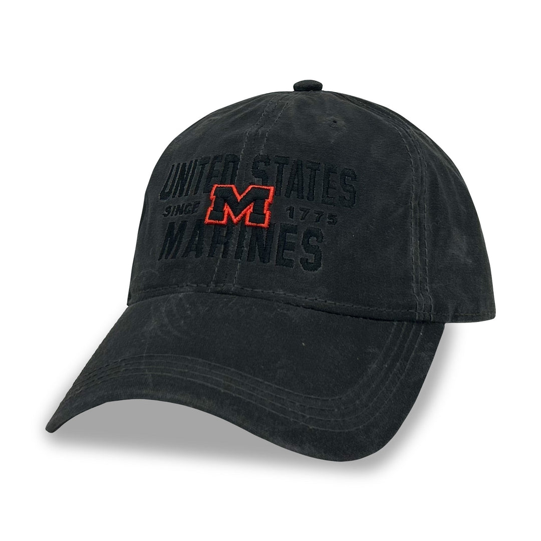 United States Marines Solid Waxed Cotton Hat (Washed Black)