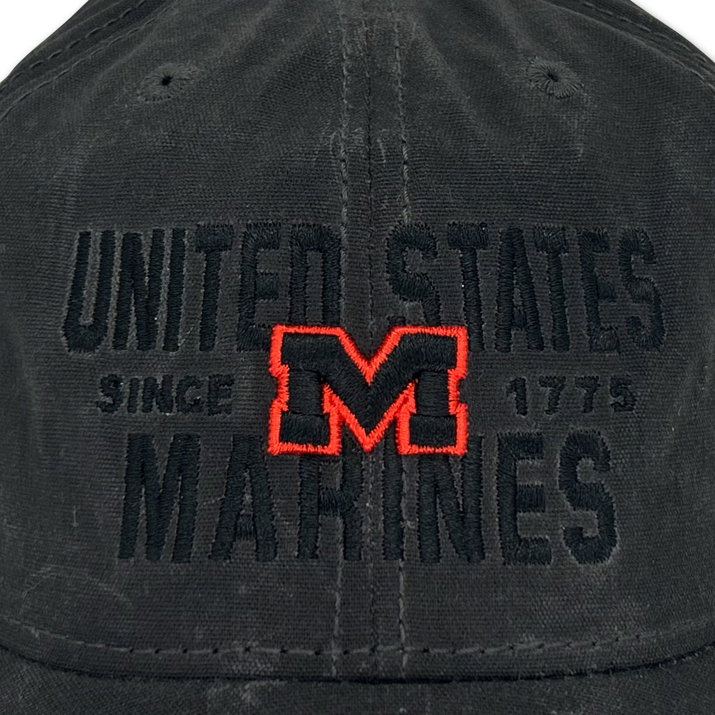 United States Marines Solid Waxed Cotton Hat (Washed Black)