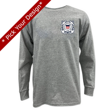 Load image into Gallery viewer, Pick Your Design Coast Guard Youth Long Sleeve T-Shirt (Grey)