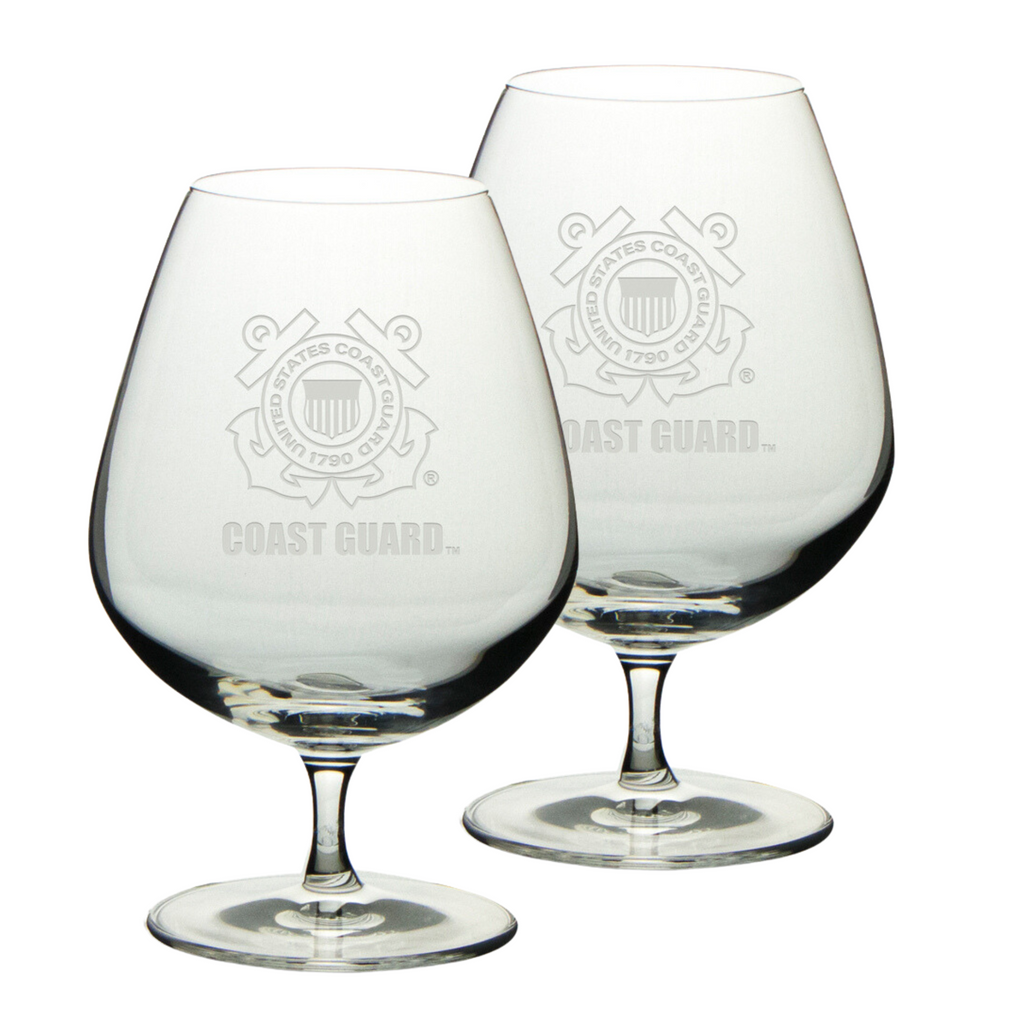 Coast Guard Seal Set of Two 21oz Brandy Snifter Glasses