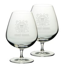 Load image into Gallery viewer, Coast Guard Seal Set of Two 21oz Brandy Snifter Glasses