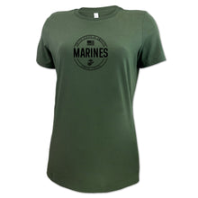 Load image into Gallery viewer, Marines Ladies Center Chest Circle Logo T-Shirt (Black Design)