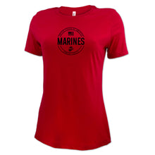Load image into Gallery viewer, Marines Ladies Center Chest Circle Logo T-Shirt (Black Design)