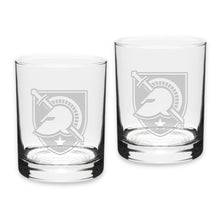Load image into Gallery viewer, Army West Point 14oz Deep Etched Double Old Fashion Glasses (Clear)