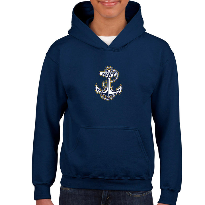 Navy Youth Anchor Logo Hood