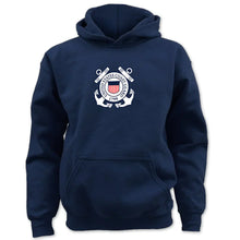 Load image into Gallery viewer, Pick Your Design Coast Guard Youth Hooded Sweatshirt (Navy)